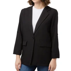 Giacca Blazer nera da Donna con dettaglio risvolto Donna Giacche E Cappotti Donna|Abbigliamento Moda Donna