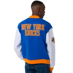 Clearance Giacca Bomber da Uomo blu arancione e bianca con ricami NBA Uomo Abbigliamento Nba|Giacche E Cappotti Uomo
