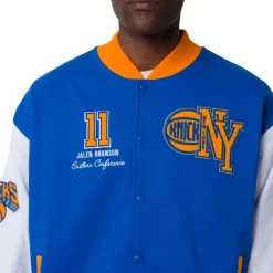 Clearance Giacca Bomber da Uomo blu arancione e bianca con ricami NBA Uomo Abbigliamento Nba|Giacche E Cappotti Uomo