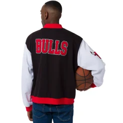 Outlet Giacca Bomber da Uomo rossa bianca e nera con ricami NBA Uomo Abbigliamento Nba|Giacche E Cappotti Uomo