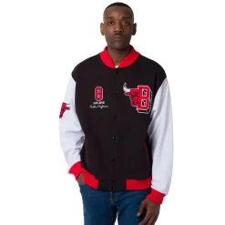 Outlet Giacca Bomber da Uomo rossa bianca e nera con ricami NBA Uomo Abbigliamento Nba|Giacche E Cappotti Uomo