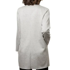 Online Giacca grigia da donna a taglio vivo con tasche Donna Giacche E Cappotti Donna|Abbigliamento Moda Donna