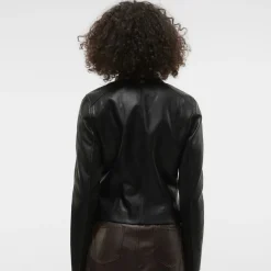 New Giacca in similpelle da donna nera Donna Giacche E Cappotti Donna|Abbigliamento Moda Donna