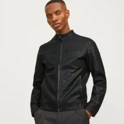 Giacca in similpelle da uomo nera Uomo Giacche E Cappotti Uomo|Abbigliamento Moda Uomo