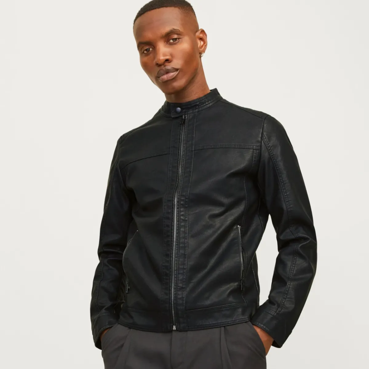 Giacca in similpelle da uomo nera Uomo Giacche E Cappotti Uomo|Abbigliamento Moda Uomo