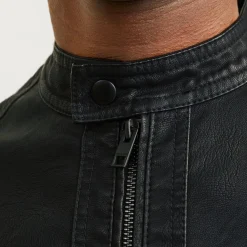 Giacca in similpelle da uomo nera Uomo Giacche E Cappotti Uomo|Abbigliamento Moda Uomo