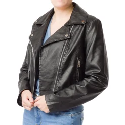 Online Giacca nera effetto pelle da donna Donna Giacche E Cappotti Donna|Abbigliamento Moda Donna