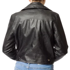 Online Giacca nera effetto pelle da donna Donna Giacche E Cappotti Donna|Abbigliamento Moda Donna