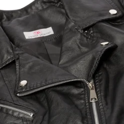 Online Giacca nera effetto pelle da donna Donna Giacche E Cappotti Donna|Abbigliamento Moda Donna