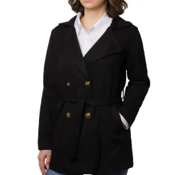 Hot Giacca Trench da donna nera in tessuto effetto ciniglia Donna Giacche E Cappotti Donna|Abbigliamento Moda Donna