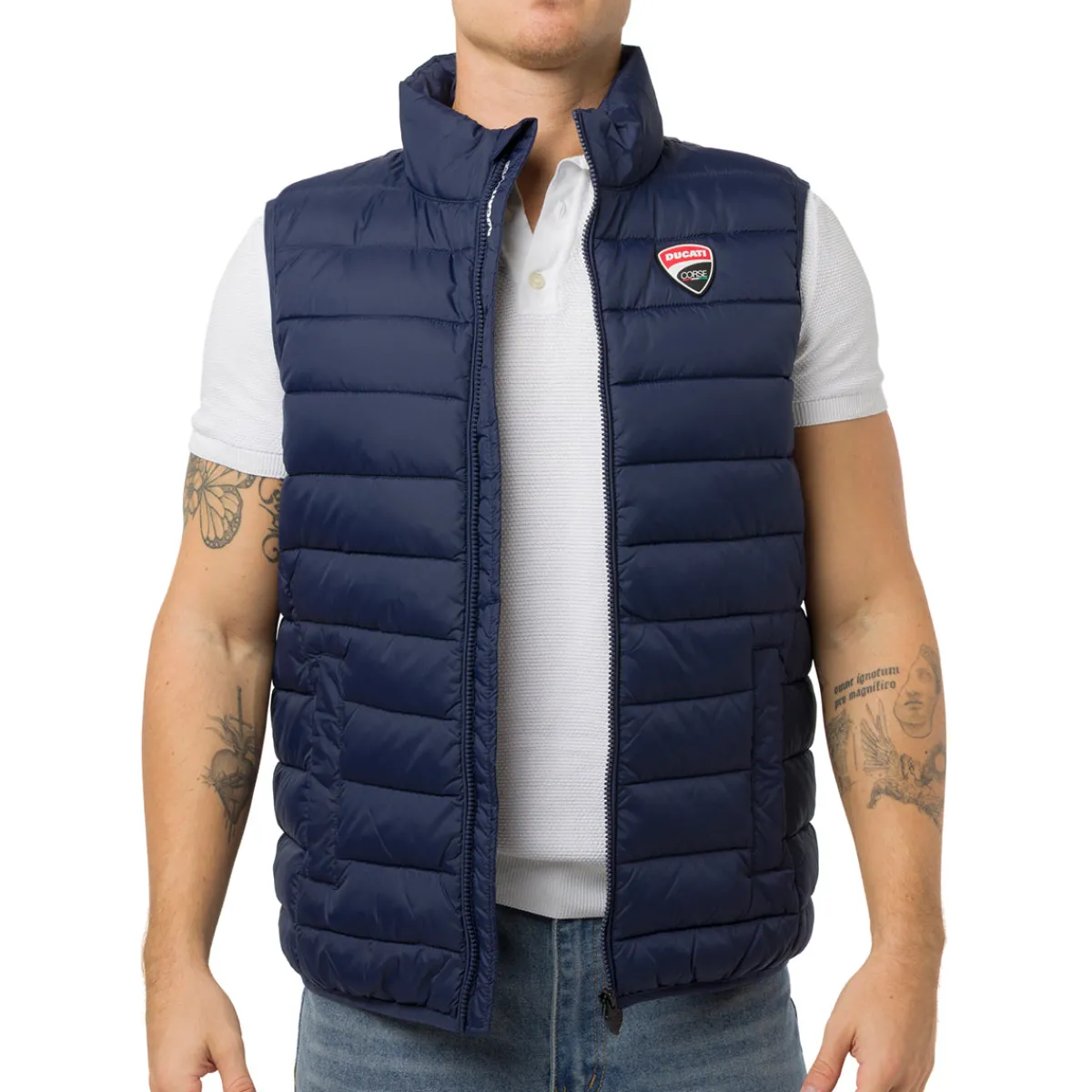 Outlet Gilet trapuntato blu da Uomo con logo Corse Uomo Abbigliamento Ducati|Giacche E Cappotti Uomo
