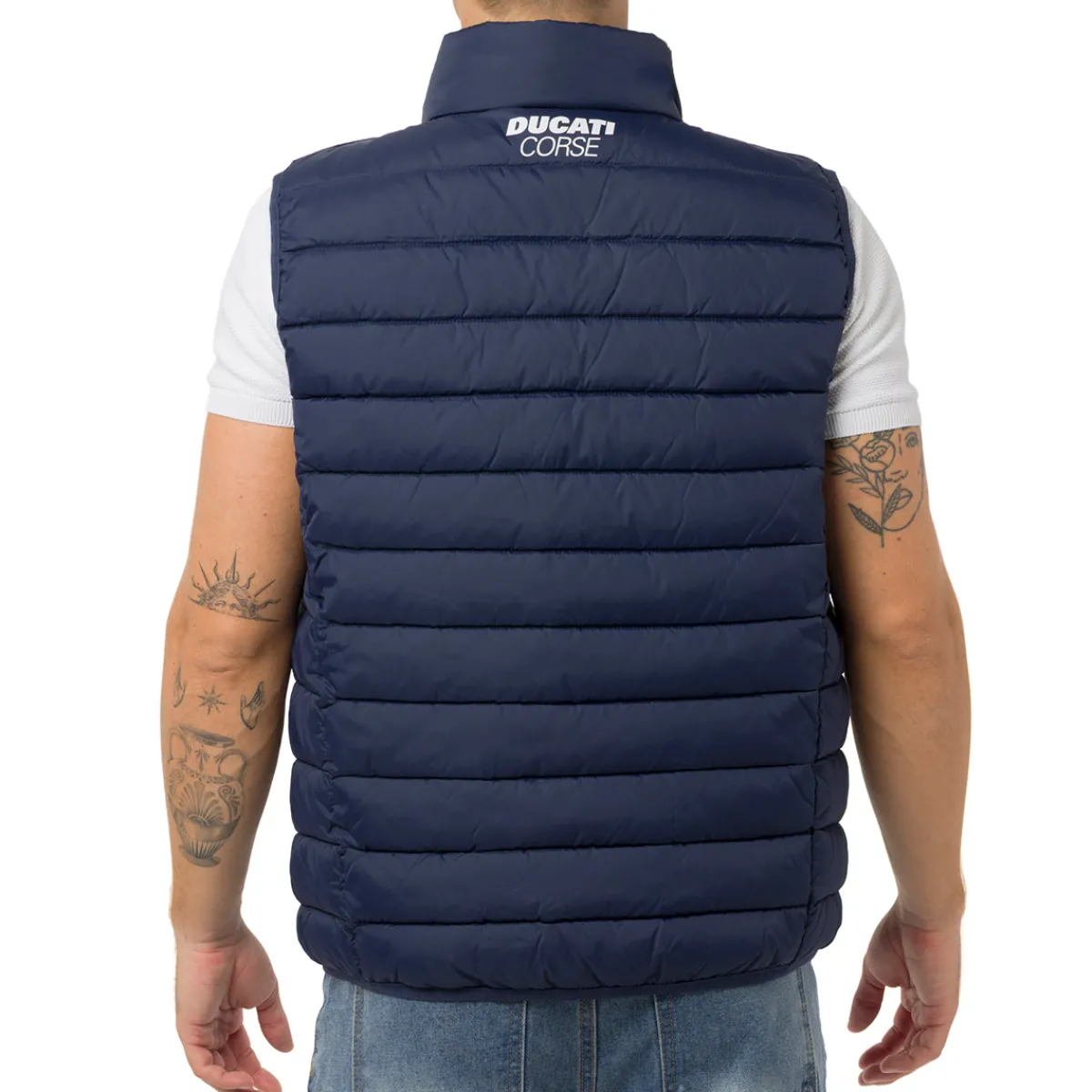 Outlet Gilet trapuntato blu da Uomo con logo Corse Uomo Abbigliamento Ducati|Giacche E Cappotti Uomo
