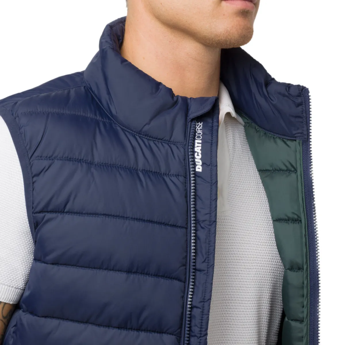 Outlet Gilet trapuntato blu da Uomo con logo Corse Uomo Abbigliamento Ducati|Giacche E Cappotti Uomo