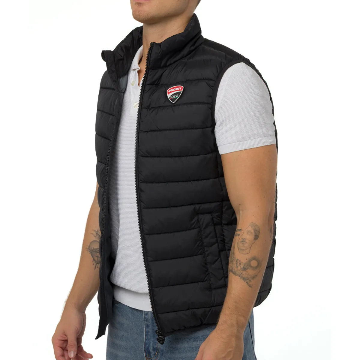 Hot Gilet trapuntato nero da Uomo con logo Corse Uomo Abbigliamento Ducati|Giacche E Cappotti Uomo