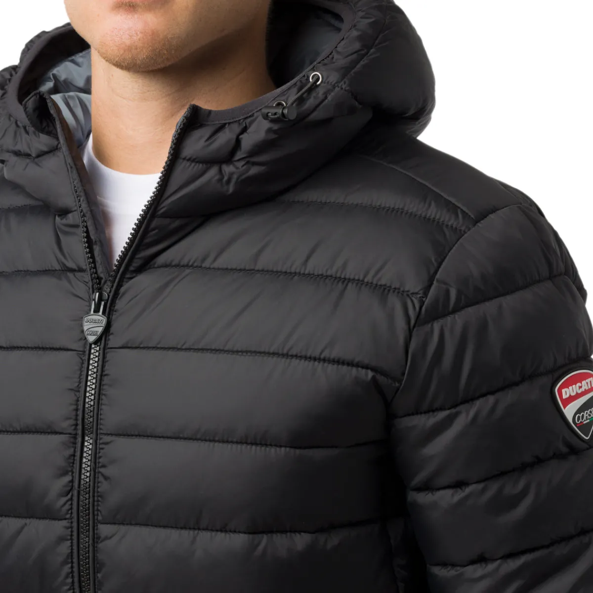 New Giubbotto Uomo trapuntato nero con cappuccio Corse Uomo Abbigliamento Ducati|Giacche E Cappotti Uomo