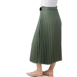 Sale Gonna effetto plissettato da Donna verde militare con cintura Donna Gonne E Pantaloni|Abbigliamento Moda Donna