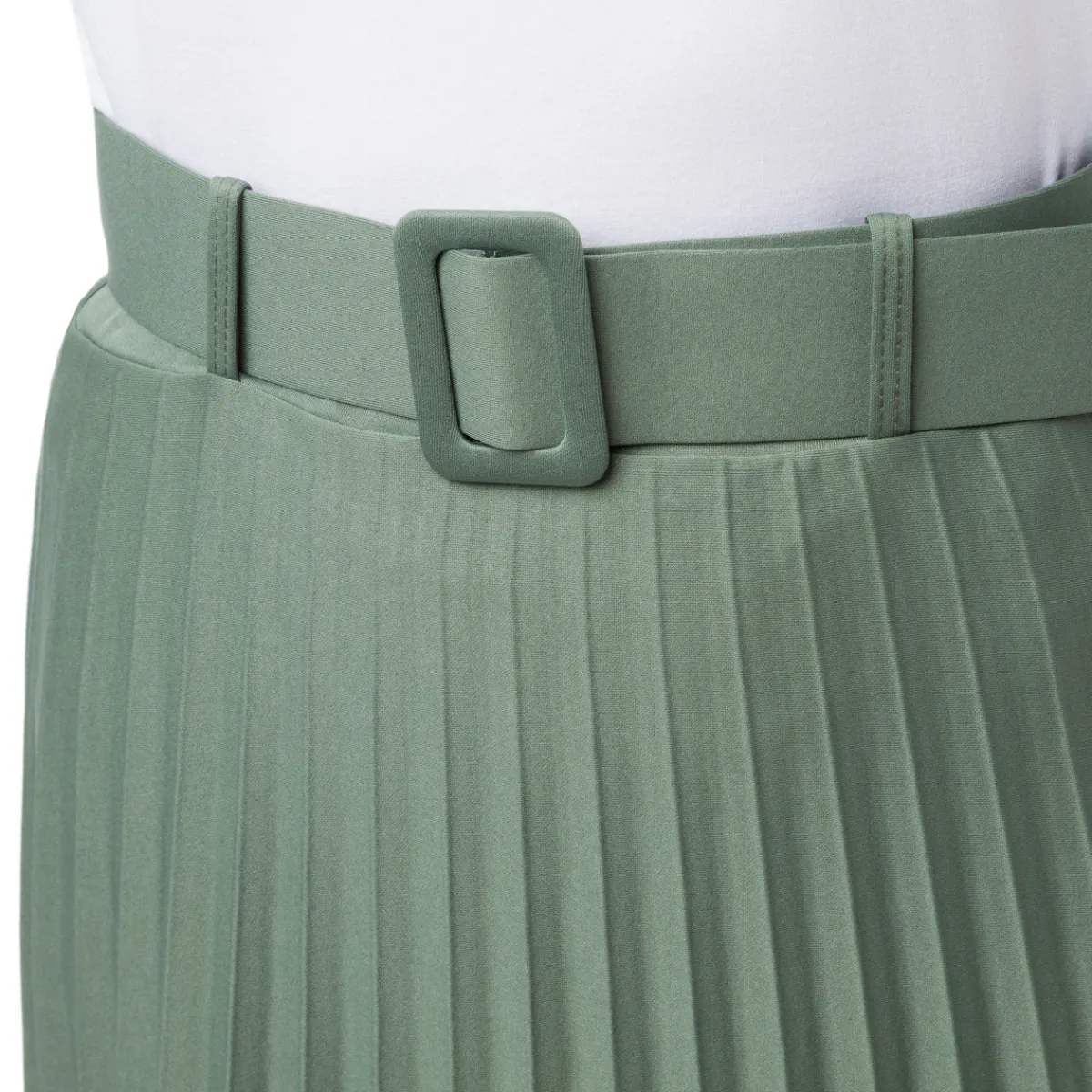 Sale Gonna effetto plissettato da Donna verde militare con cintura Donna Gonne E Pantaloni|Abbigliamento Moda Donna