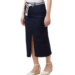 Sale Gonna in denim da Donna con spacco e cintura Donna Gonne E Pantaloni|Abbigliamento Moda Donna