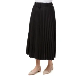 Sale Gonna nera effetto plissettato da Donna con cintura Donna Gonne E Pantaloni|Abbigliamento Moda Donna