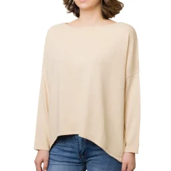 Sale Maglioncino girocollo da donna beige Donna Abbigliamento Moda Donna