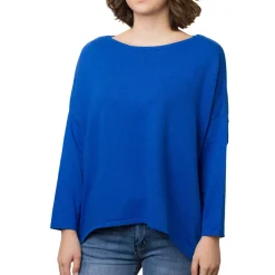 Sale Maglioncino girocollo da donna blu Donna Abbigliamento Moda Donna