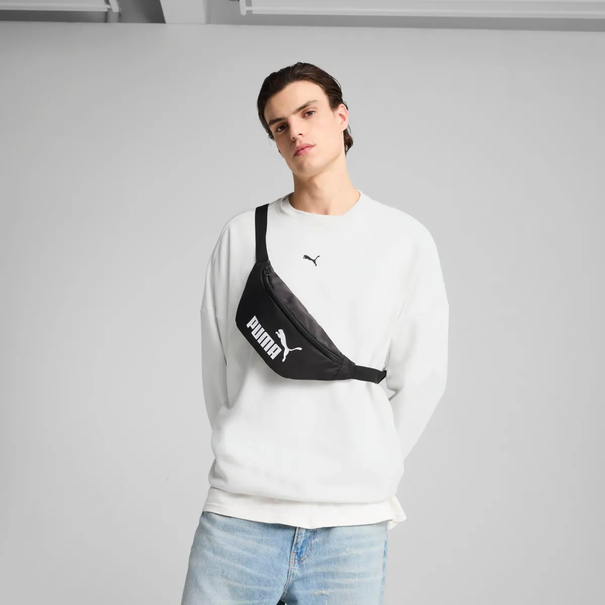 Online Marsupio sportivo nero con tasche e logo Phase Uomo Marsupi E Borselli Sport|Borse Sportive