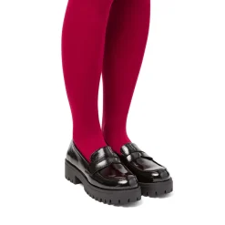 Mocassini chunky da donna neri effetto vernice Donna Mocassini Donna