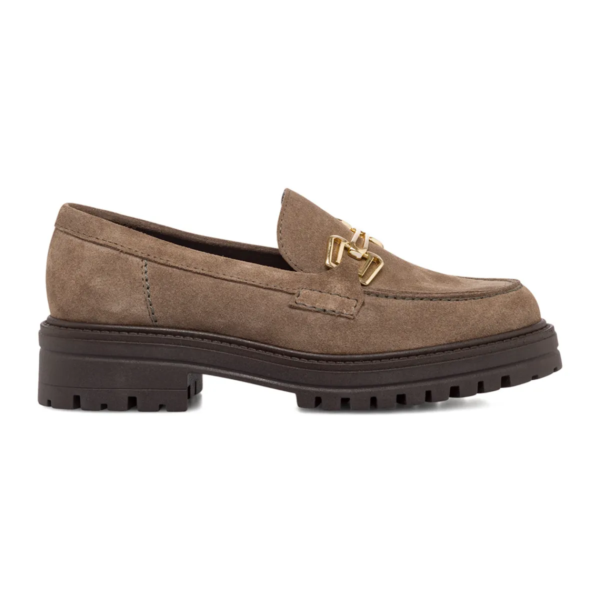 Sale Mocassini chunky da donna beige in pelle scamosciata Donna Mocassini Donna