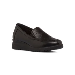Outlet Mocassini comfort neri da Donna con effetto pitonato Donna Scarpe Comfort|Mocassini Donna