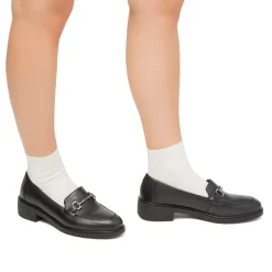 Clearance Mocassini da donna in pelle neri con morsetto in metallo Donna Mocassini Donna