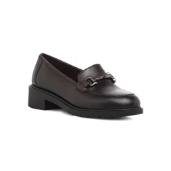 Clearance Mocassini da donna in pelle neri con morsetto in metallo Donna Mocassini Donna