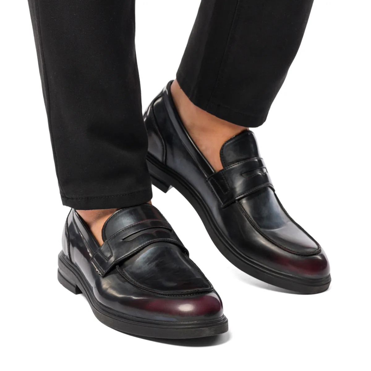 Mocassini eleganti bordeaux effetto vintage da uomo Uomo Scarpe Eleganti Uomo|Mocassini Uomo