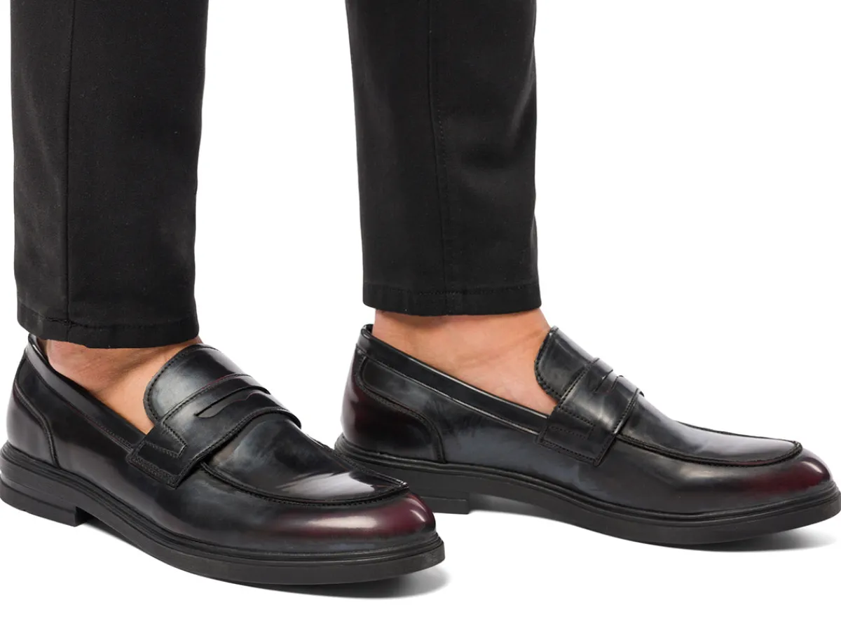 Mocassini eleganti bordeaux effetto vintage da uomo Uomo Scarpe Eleganti Uomo|Mocassini Uomo