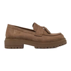 Discount Mocassini marroni da Donna con nappine effetto scamosciato Donna Mocassini Donna