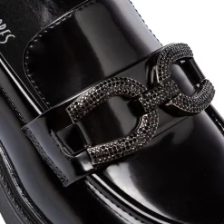 Hot Mocassini neri da Donna con fibbia gioiello e plateau Donna Mocassini Donna