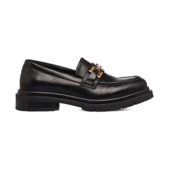 Sale Mocassini neri da donna con morsetto dorato Donna Mocassini Donna