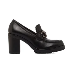 Outlet Mocassini neri da Donna con fibbia e tacco 5 cm Donna Mocassini Donna