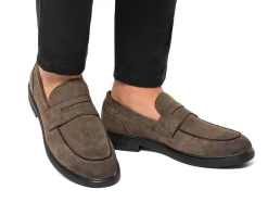 Online Mocassini taupe in microfibra da uomo Uomo Mocassini Uomo