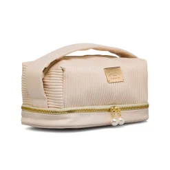 Online Necessaire bag bianco latte effetto plisse da donna Donna Beauty Case E Trousse