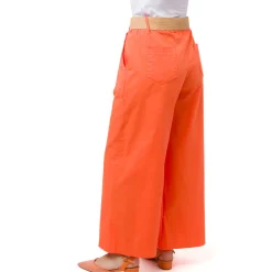 Clearance Pantaloni arancioni da Donna in cotone con cintura effetto rafia Donna Gonne E Pantaloni|Abbigliamento Moda Donna