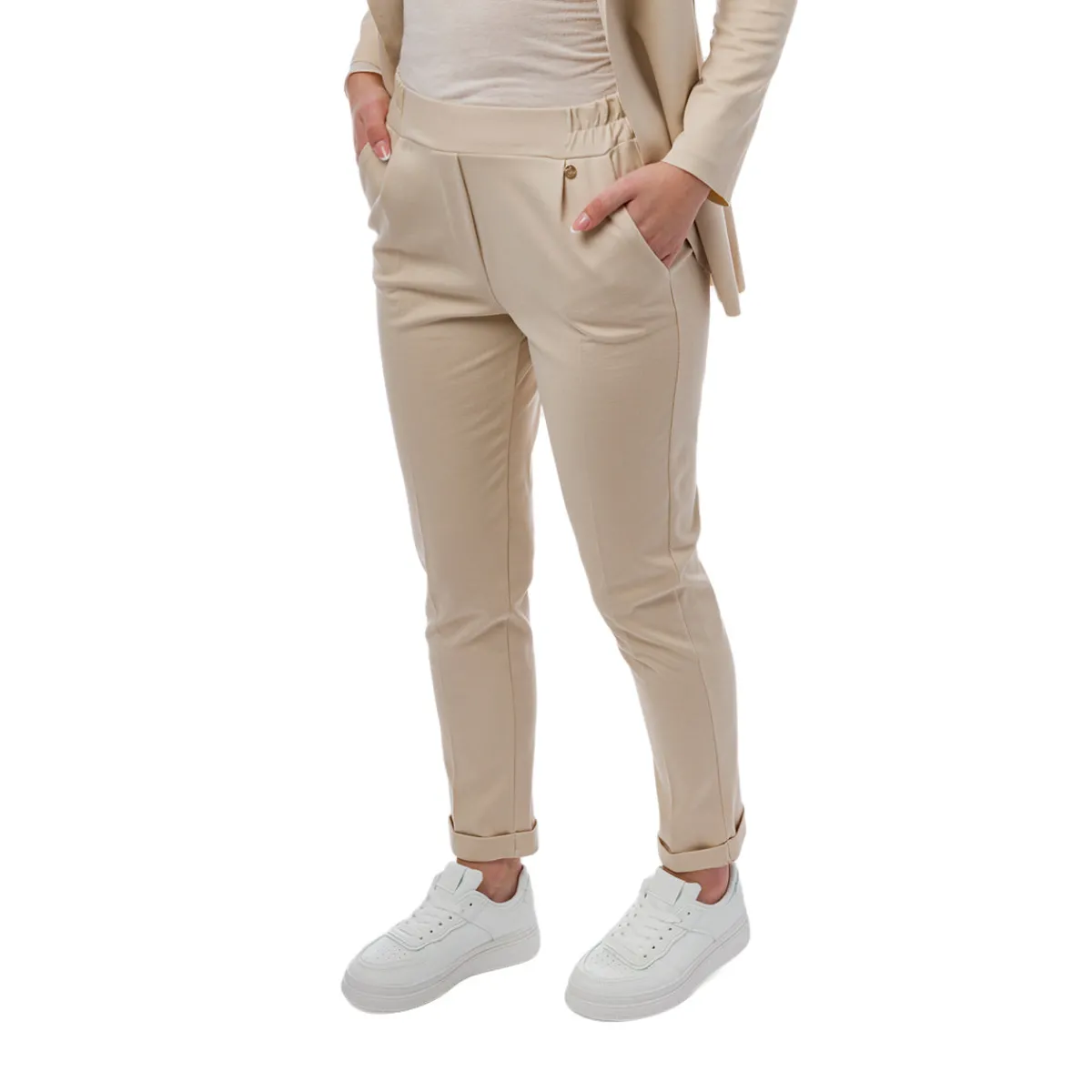 Online Pantaloni beige da completo da donna Donna Gonne E Pantaloni|Abbigliamento Moda Donna