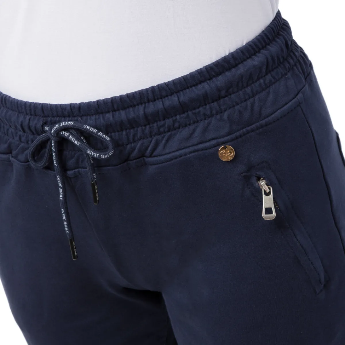 Online Pantaloni elasticizzati in felpa blu scuro da Donna con tasche Donna Abbigliamento Moda Donna