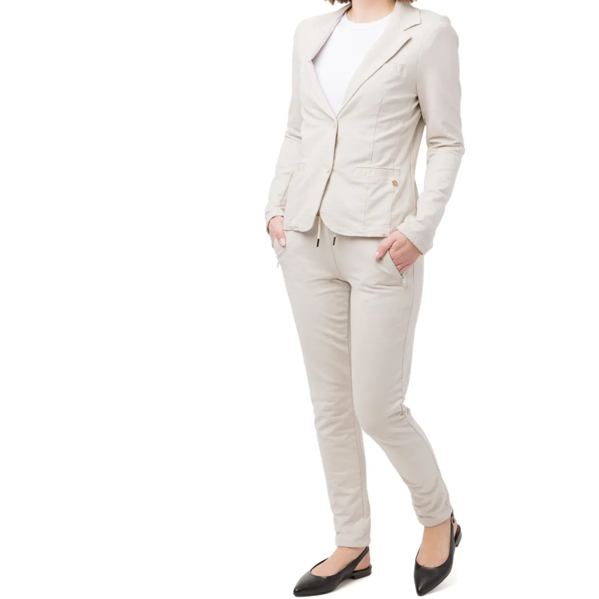 Online Pantaloni in felpa elasticizzati beige da Donna con tasche Donna Abbigliamento Moda Donna