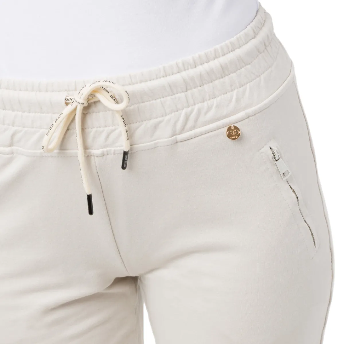 Online Pantaloni in felpa elasticizzati beige da Donna con tasche Donna Abbigliamento Moda Donna
