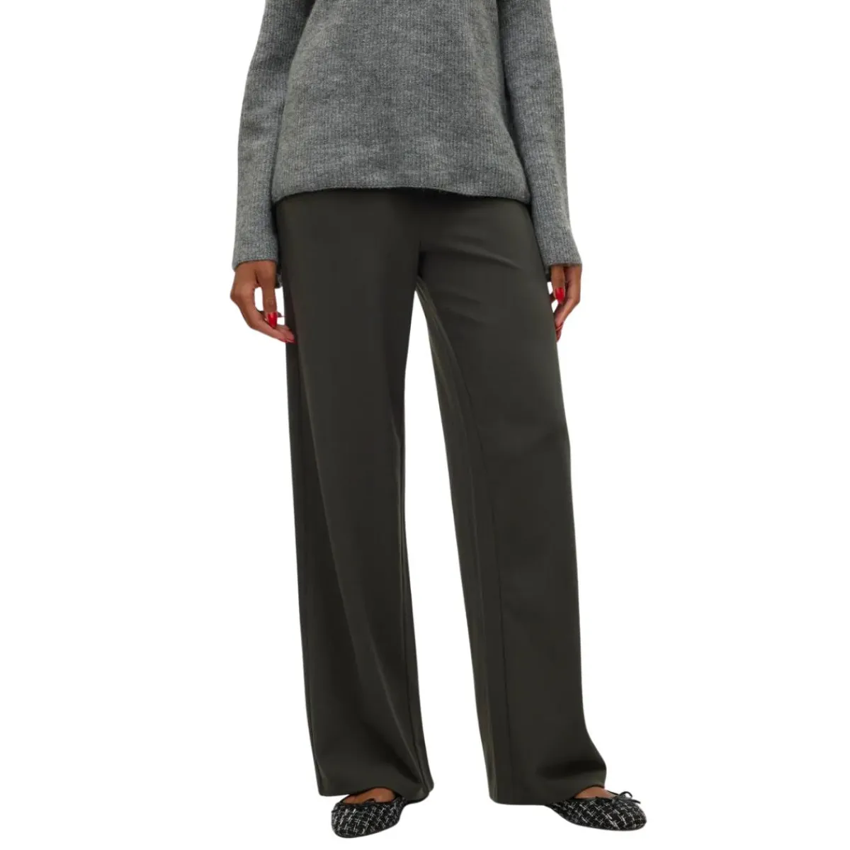 Online Pantaloni in tessuto morbido ampi grigio scuro da Donna Donna Gonne E Pantaloni|Abbigliamento Moda Donna