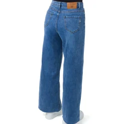 Best Pantaloni Jeans a palazzo elasticizzati a vita alta con logo nella tasca Donna Gonne E Pantaloni