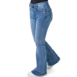 Hot Pantaloni Jeans a zampa elasticizzati a vita alta con logo Donna Gonne E Pantaloni