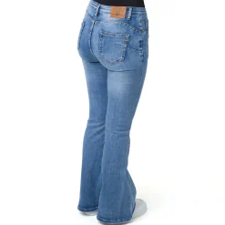 Hot Pantaloni Jeans a zampa elasticizzati a vita alta con logo Donna Gonne E Pantaloni