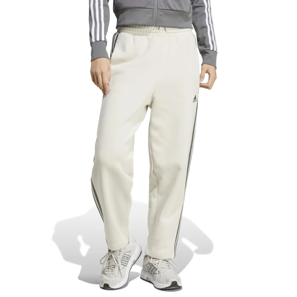 Discount Pantaloni joggers da donna bianchi con logo Donna Abbigliamento Adidas|Gonne E Pantaloni