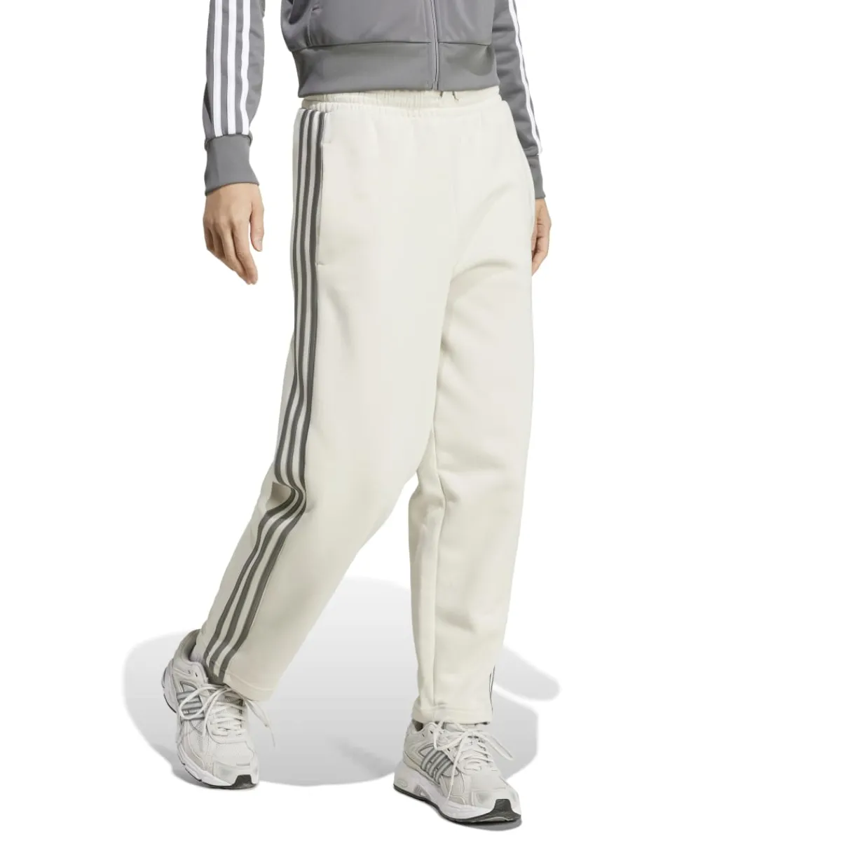 Discount Pantaloni joggers da donna bianchi con logo Donna Abbigliamento Adidas|Gonne E Pantaloni